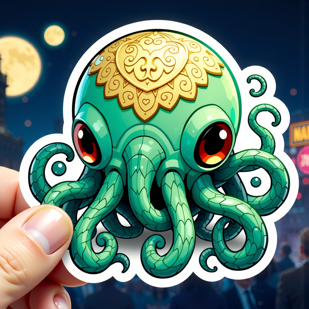 Shuttle Jaguar - A cute Cthulhu sticker design.