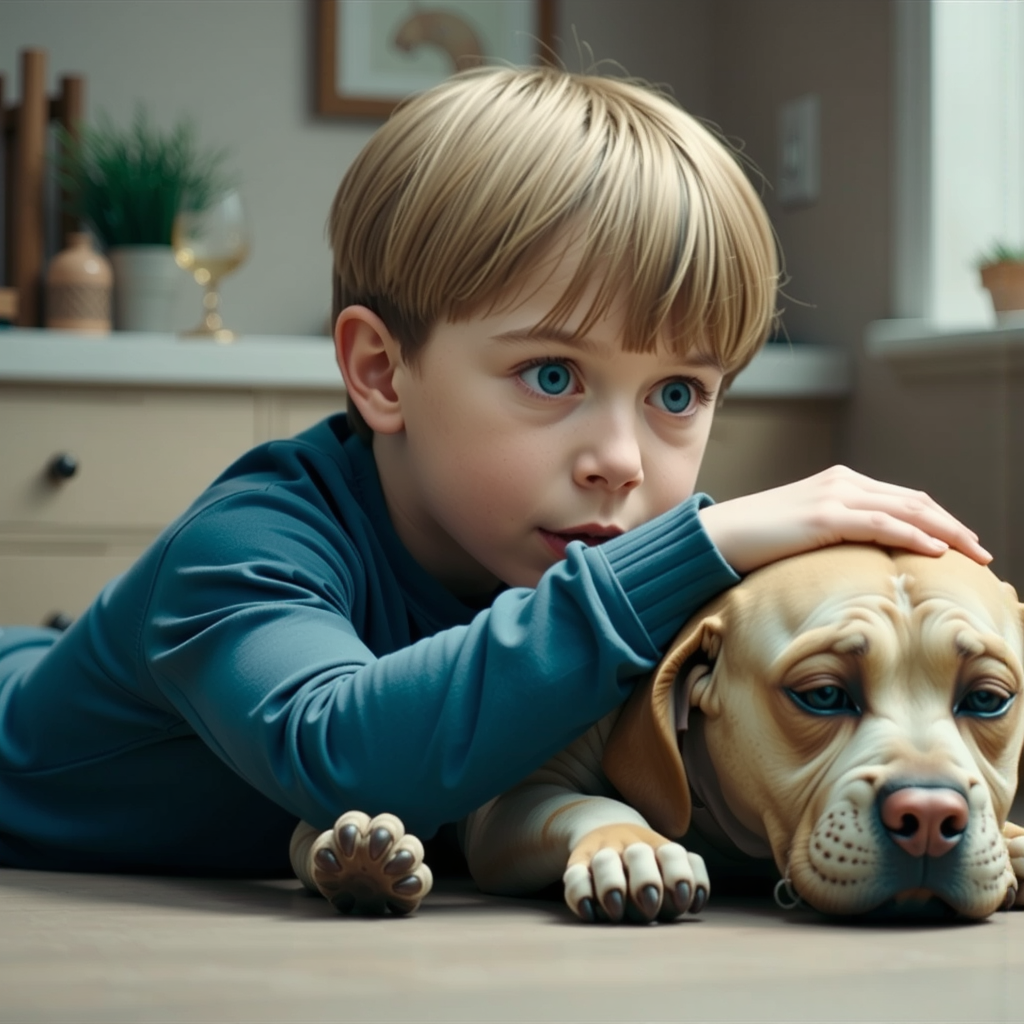 Shuttle Jaguar - A boy holds a dying dog.