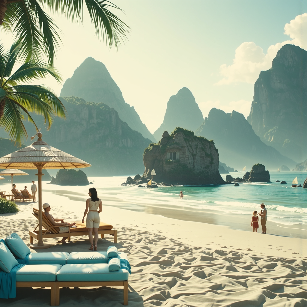 Shuttle Jaguar - render of dreamy beautiful landscape, fantasy dreamy, dreams beach, artger, large scale, details vintage photo hyper realistic ultra realistic photo realistic photography, unreal engine, high detailed, 8 k