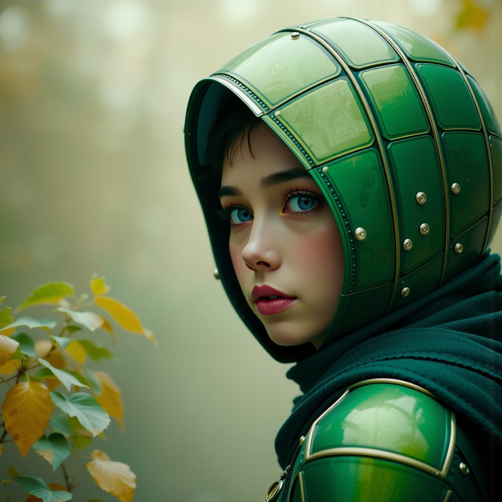 Shuttle Jaguar - Green armored girl in autumn.