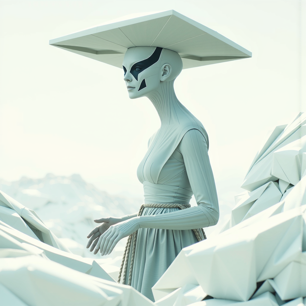 Shuttle Jaguar - Lemurian Priestess in Winter Landscape.