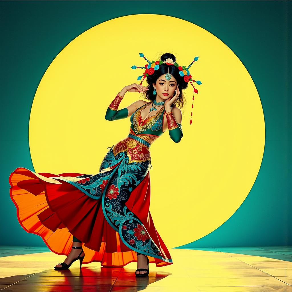 Shuttle Jaguar - Girl with Asian-inspired dance costume.