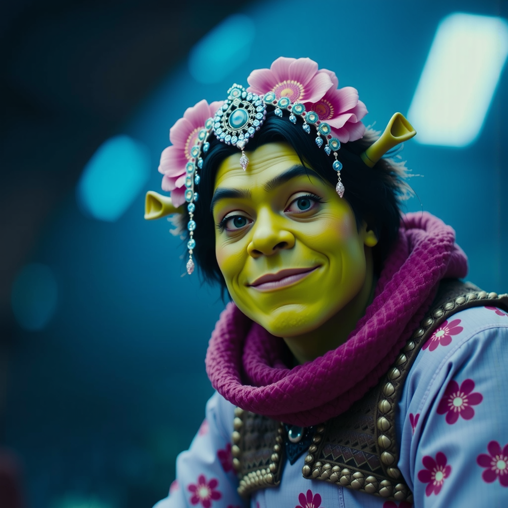Shuttle Jaguar - Shrek in geisha costume