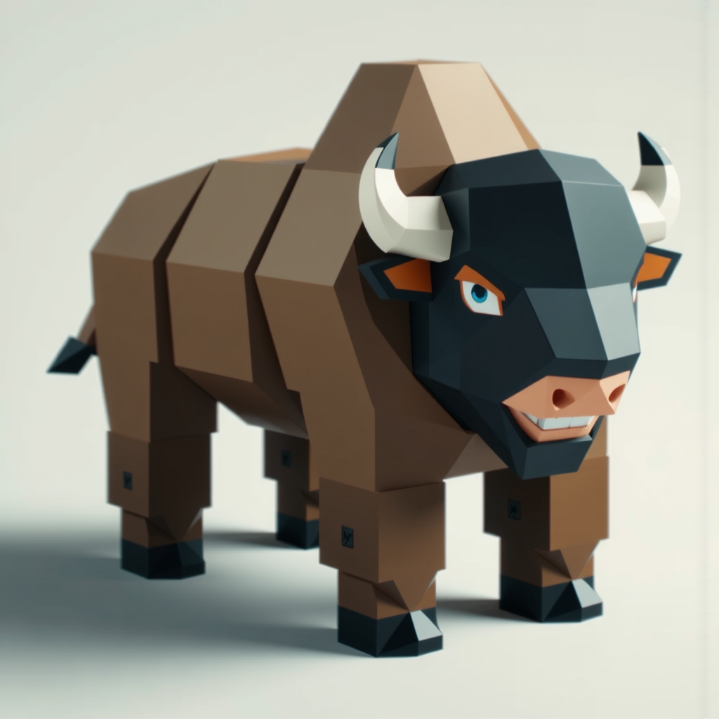 Shuttle Jaguar - 3D pixelated bison figure.