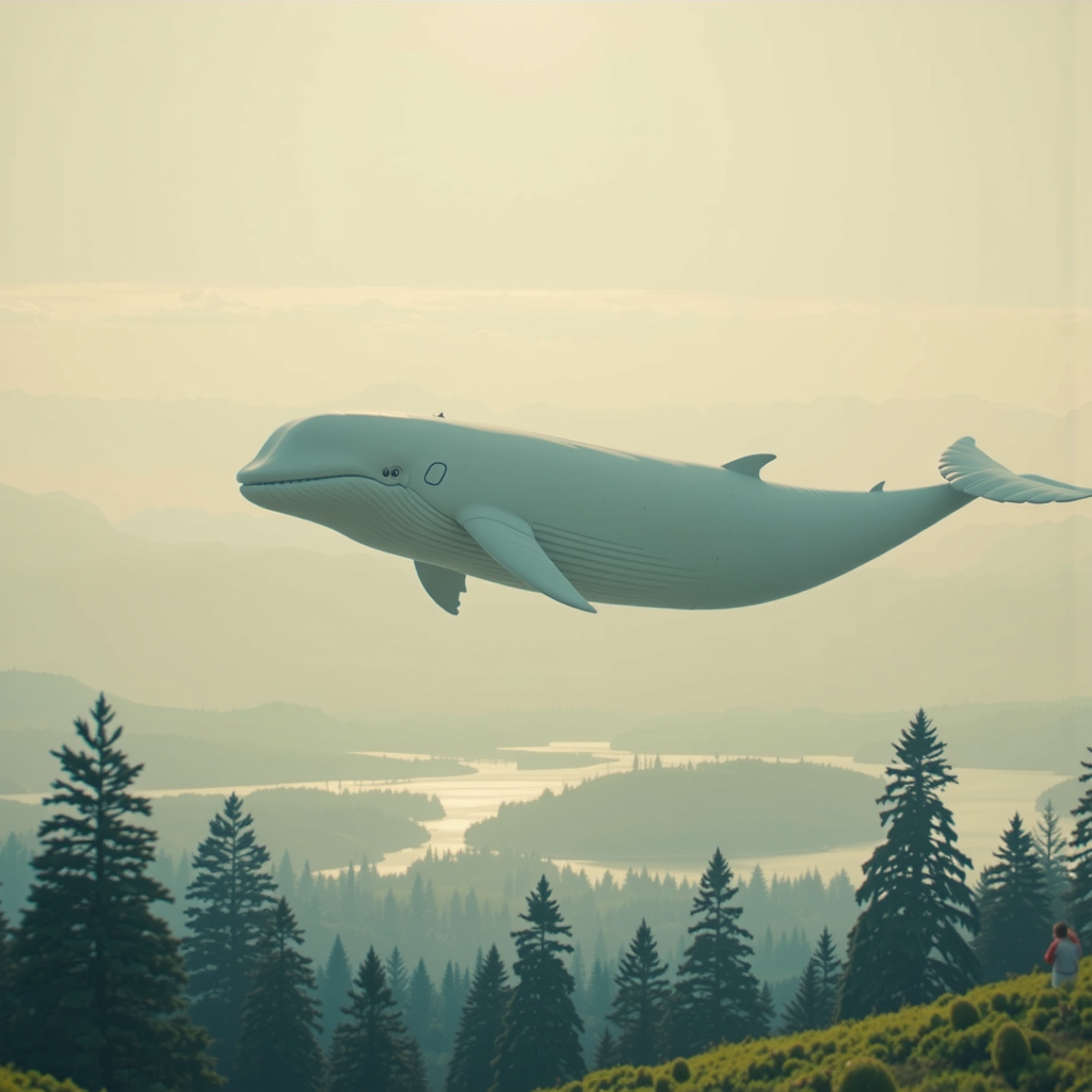 Shuttle Jaguar - render of dreamy beautiful landscape, flying whale, dreamy, artger, large scale, details vintage photo hyper realistic ultra realistic photo realistic photography, unreal engine, high detailed, 8 k
