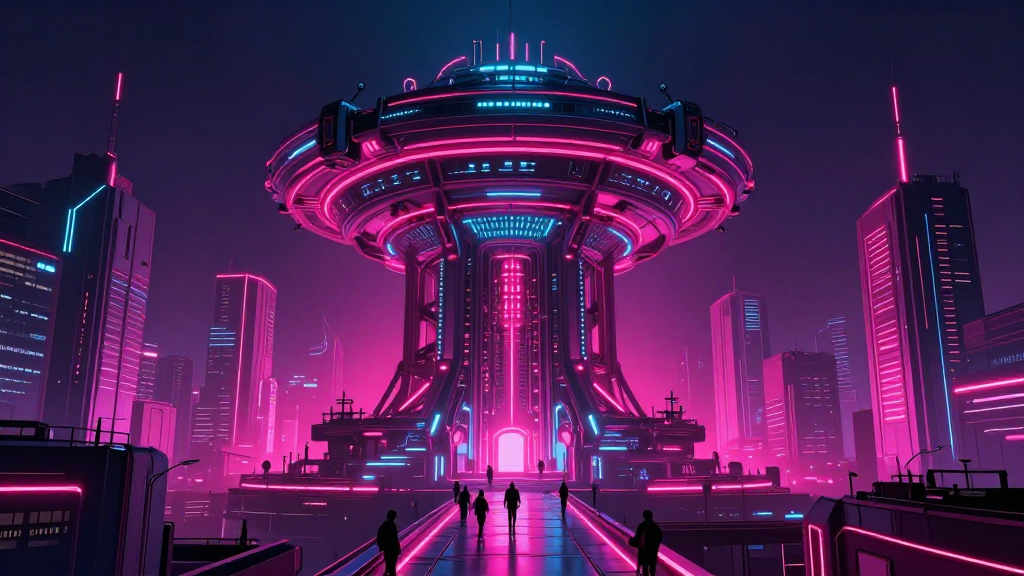 neon cyberpynk alien city,