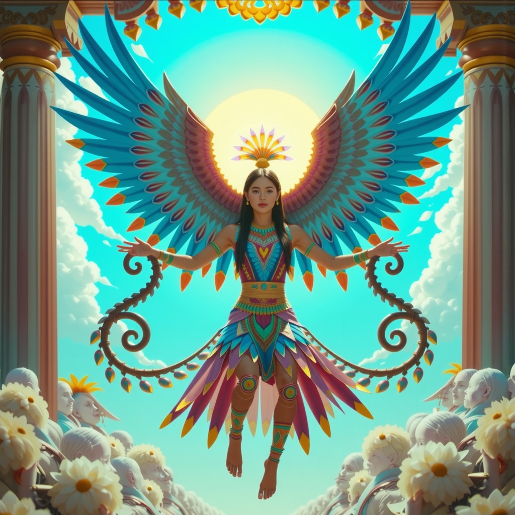 Shuttle Jaguar - A dancing goddess surrounded by auras.