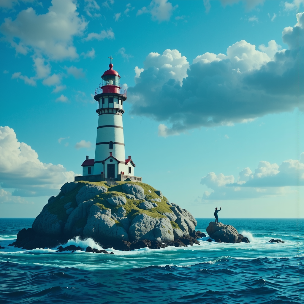 Shuttle Jaguar - A beautiful lighthouse on the ocean.