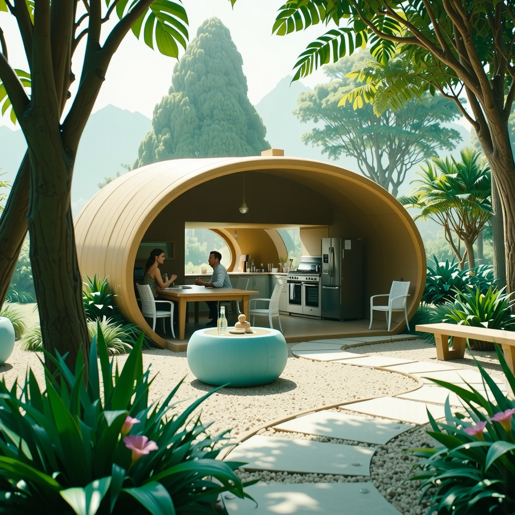 Shuttle Jaguar - art station octane sustainable modern village in forest