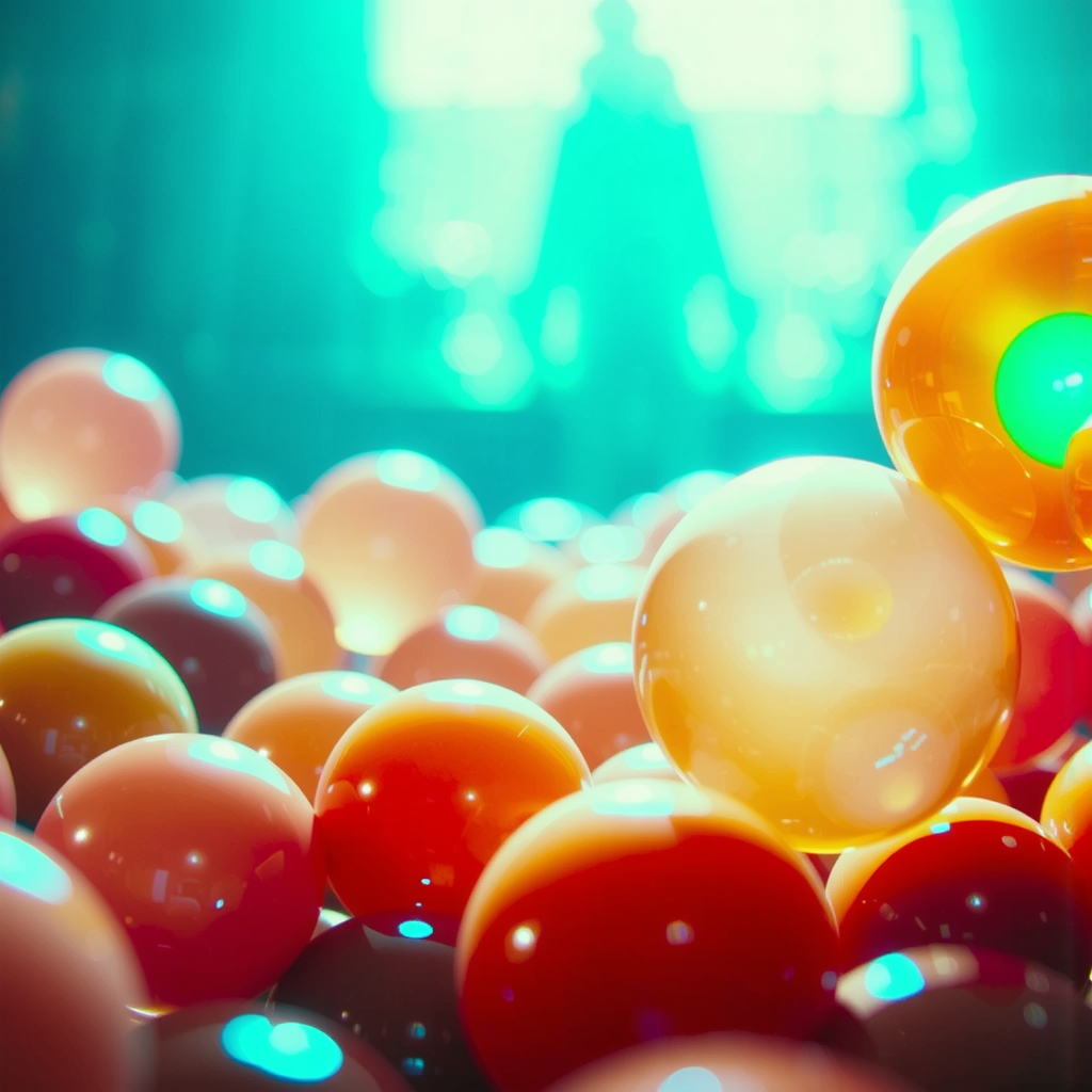 Shuttle Jaguar - A hyper-realistic glass of colored bubbles.