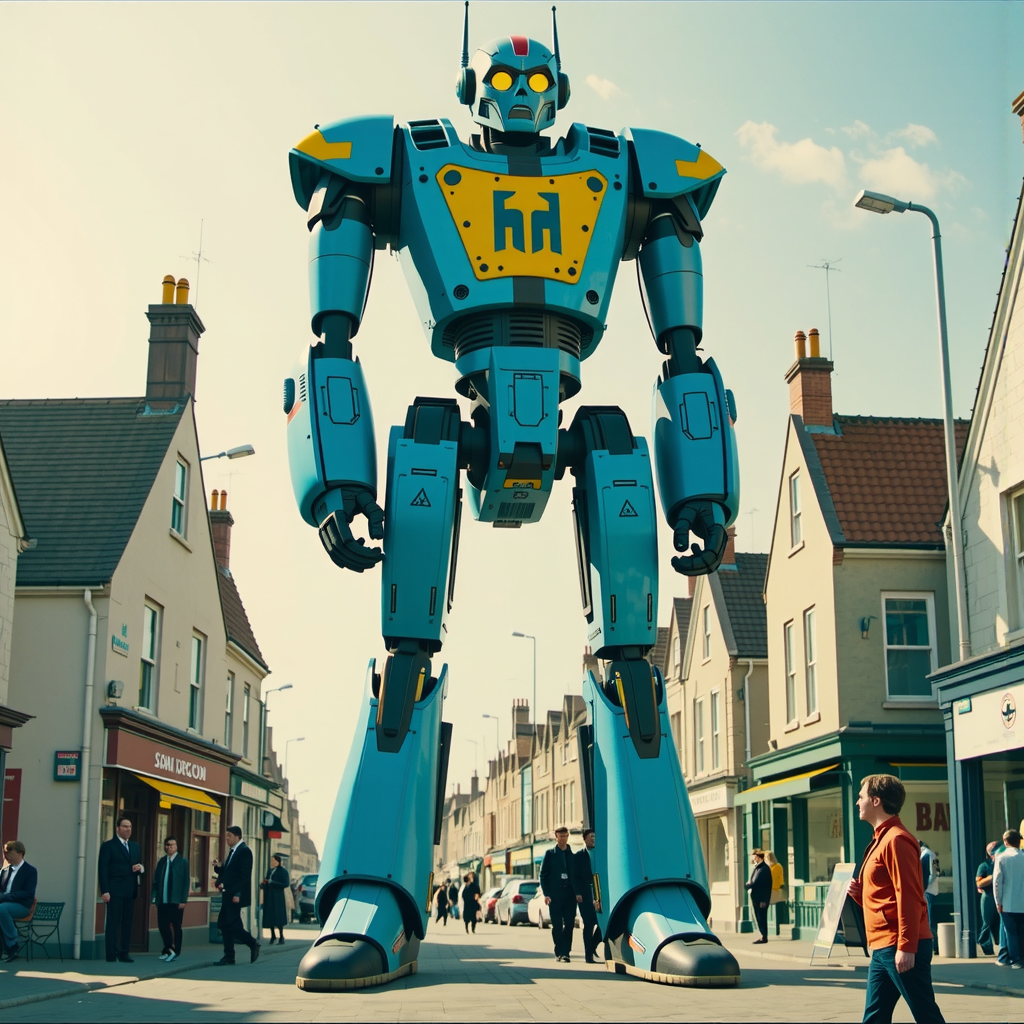 Shuttle Jaguar - Giant robot in seaside town.