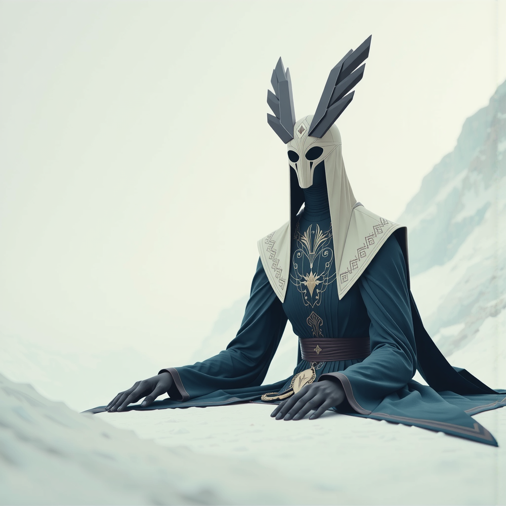 Shuttle Jaguar - Hyperborean priestess in winter landscape.