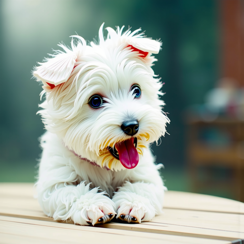 Shuttle Jaguar - west hightland white terrier, sweet, affectionate, tender, cute, watercolor painting